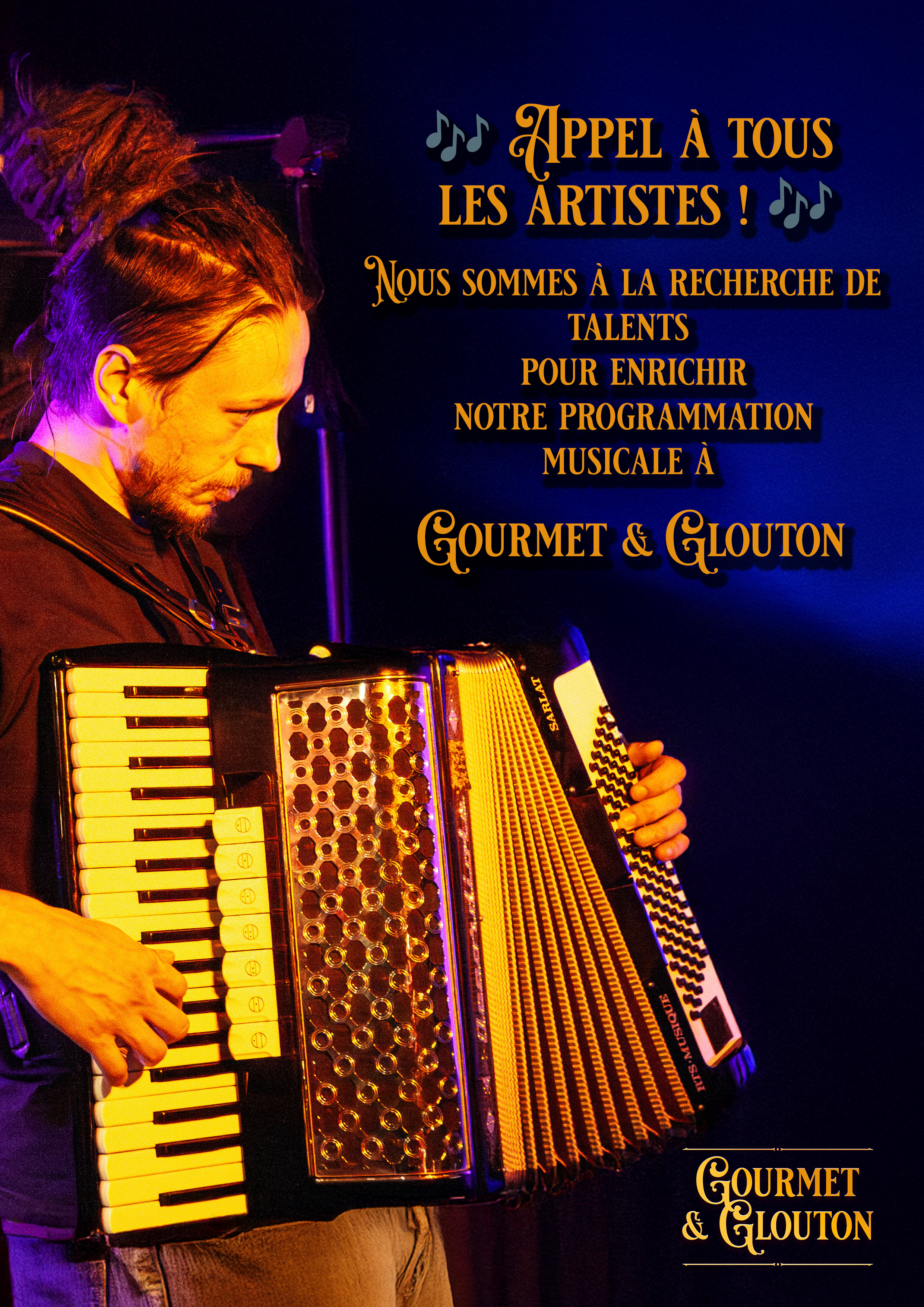 Le restaurant Gourmet & Glouton, niché au cœur de Chaudes-Aigues dans le Cantal, est à la recherche de nouveaux talents pour enrichir notre programmation musicale pour la saison à venir !